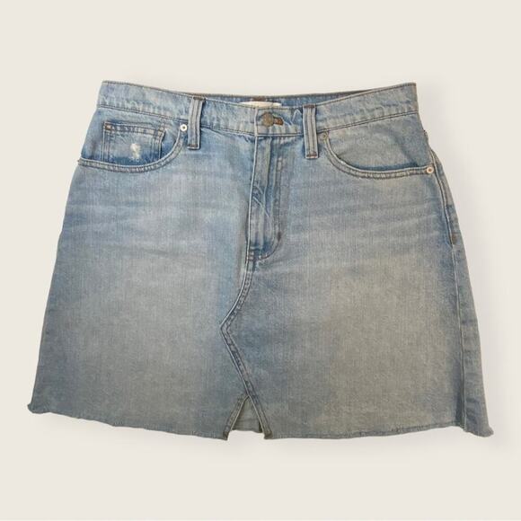 EUC | Madewell | Distressed Denim Skirt | Blue | Size 30 - Picture 12 of 12